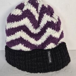 Marmot Women's Chevron Knit Beanie - Purple, White, and Black One Size